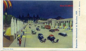 Barcelona Exposición Internacional de Barcelona 1929 Avenida de América  Dibujo. Ed. Almacenes Jorba Huecograbado color  Barcelona 20 € 