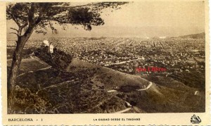 Barcelona 1 La ciudad desde el Tibidabo ed. Oriol color sepia amb ventanilla principis segle XX 7 € 