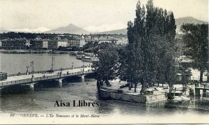 Postal  Genéve 10 L’Ille Rousseau et le Mont-Blanc Ed. Lévy Fils et Cir Paris  s/f (principios siglo XX) 12 €  