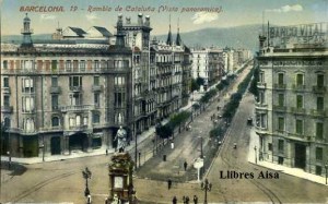 Barcelona 19  Rambla de Cataluña (Vista panorámica)  Empezó su urbanización en 1888 Hoy es una de las más hermosas del Ensanche; habiéndose edificado en el suntuosos palacios. En el centro elevanse los monumentos de Güell y Ferrer y de Clavé , 30 €
