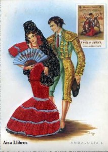 Andalucía  (Bordada ) seire 212 (Bailaora i torero) s/f años 50? 8 €(