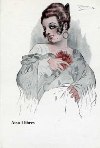 568 Tipo español  A García Gutiérrez(Mujer con Mantilla y flor) Ediciones Victoria N Coll Salieti Barcelona s/f (principios siglo XX) 8 €  