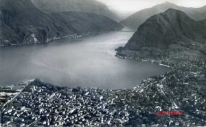 Lugano (Suiza) Col. Monte S Salvatore Veduta Aerea nº 3150.  Swussair Photo AG Zürich Escrita al dorso  años 50?  6 €