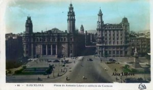 Barcelona nº 66 Plaza de Antonio López y edificio de Correos. Oriol coloreada años 50? 8 € 