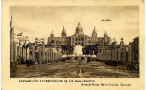 Postal Barcelona exposición Internacional de Barcelona Avenida Reina María Cristina (Entrada)  Patronato Nacional del Turismo  1929  en el dorso Hace diversas preguntar a los visitantes 12 € 