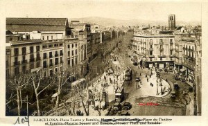 Barcelona Plaza del Teatro  L Roisin fot Barcelona   Maca registrada 53425 s/f anys 20? 13 € 