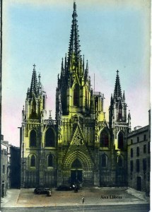 Barcelona Fachada de la Catedral pintada coloreada s/d (años 40?) 10 € 