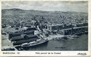 Barcelona 10 Vista parcial de la ciudad  Adolfo Zerkowitz   Barcelona  Distribuidor P Dümmatzen  tiene algunos puntos de oxido al dorso con ventanilla 9 € 