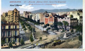 Barcelona nº 37 Avenida Alfonso XIII (Gran Vía Diagonal) Ed Jorge Venini Barcelona s/f (años 20) color con ventanilla 8 € 