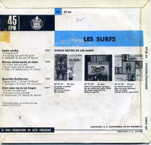 les Surfs Cada Noche  Nunca alcanzarás el cielo  1964... Vinilo 45   6 € dorso
