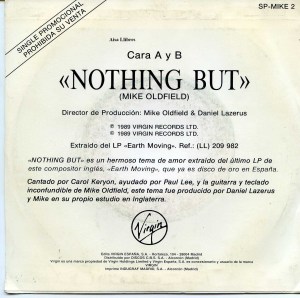 Mike OLdfield "Nothing But"  1989  vinilo 45 9 €  dorso