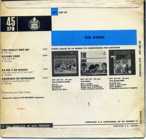 The Kinks  vinilo 45  You Really got me Dejame Libre De Día y de noche Cansado de esperarte 1965 ,  23 €  dorso
