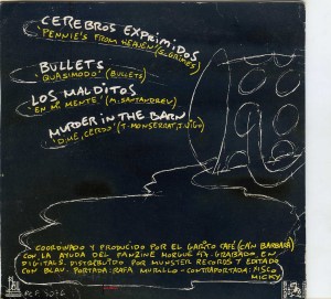 cerebros exprimidos  "Pennie 's from heaven´s" malditos  "en mi  mente" vinilo 45, 1990 10 € dorso