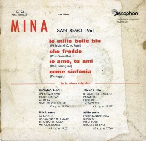 Mina Festival San Remo 1961 Le Mille bolle blu vinilo 1961 8 € 