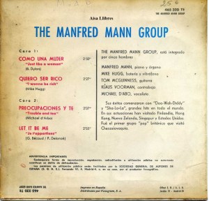 Manfred Mann  Just Like a Woman  1966 20 €  dorso vinilo  45