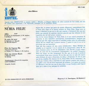Núria Feliu   Alfie  Vinil 45   1967 7 €  dorso