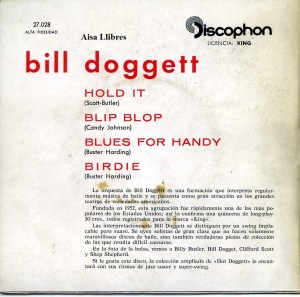 Bill doggett  Blues for Handy  Hold It 1961 vinilo 45  , 18 € dorso