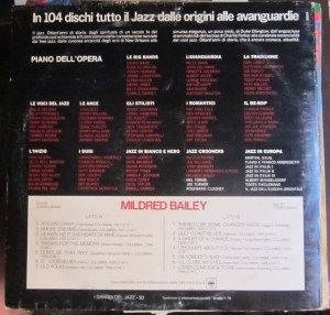 I grandi del Jaz Mildred Bailey di Marcello Piras  50 € dorso editado en Milano
