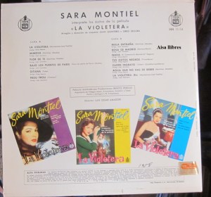 Sara Montiel  Interpreta las canciones de la película  La Violetera  25 € dorso